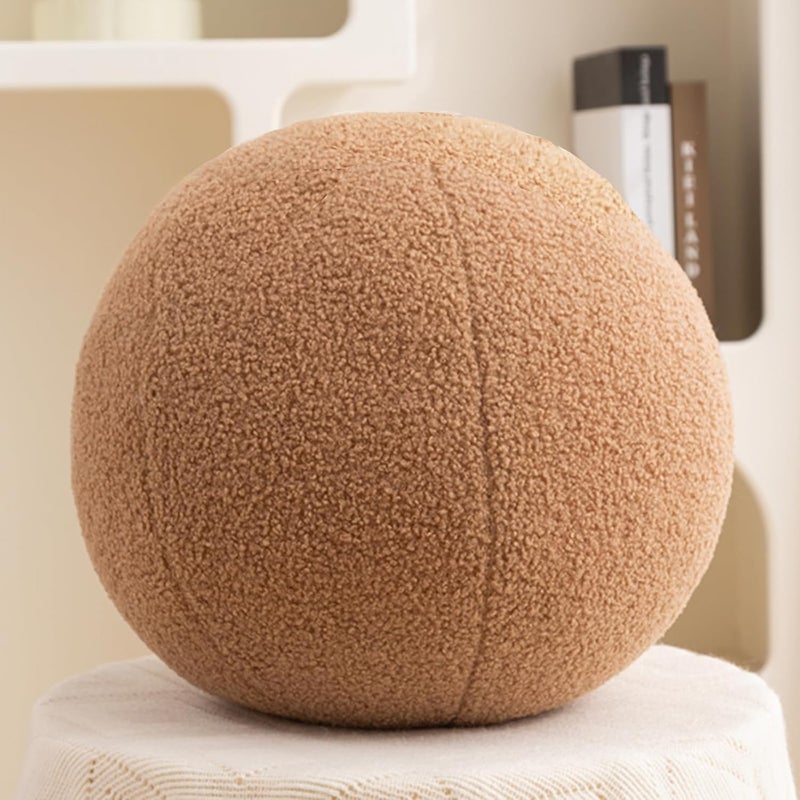Gerlisay 11.8 inch Ball Pillow Nordic Round Throw Pillows Boucle Ball Pillow Sphere Shaped Pillow Round Decorative Pillow for Couch, Sofa, Bedroom (Khaki, 11.8 inch) - Image 1